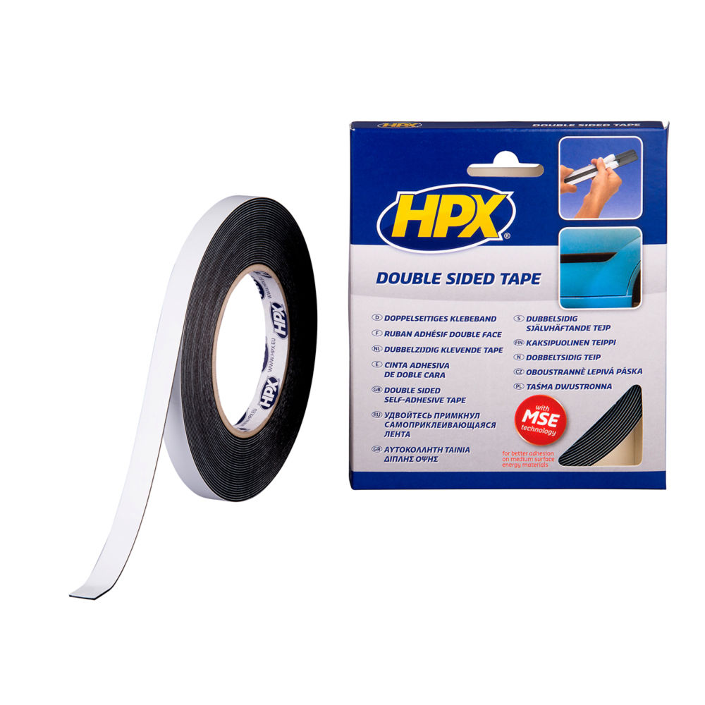 HPX Double Sided Tape 12mm x 10m Zwart HTFT48512ZC04