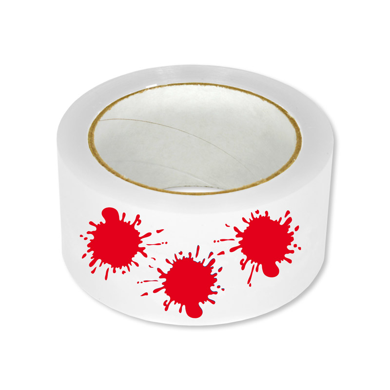 Bedrukte PP-Acryl tape 50 mm × 66 m - 1-kleur PMS, transparant/bruin/wit