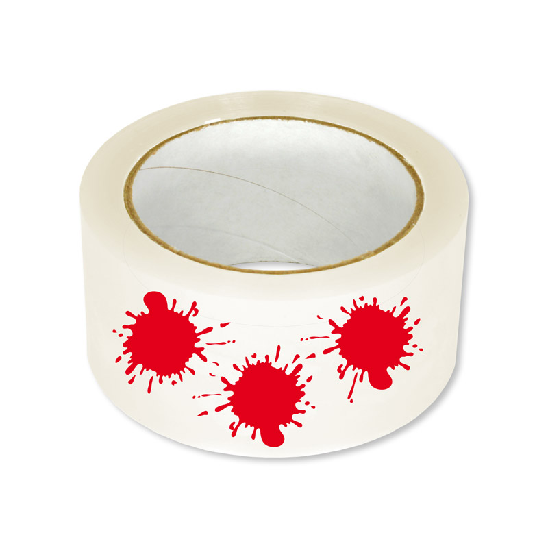 Bedrukte PVC tape - 50 mm × 66 m, 1-kleur PMS, transparant/bruin/wit