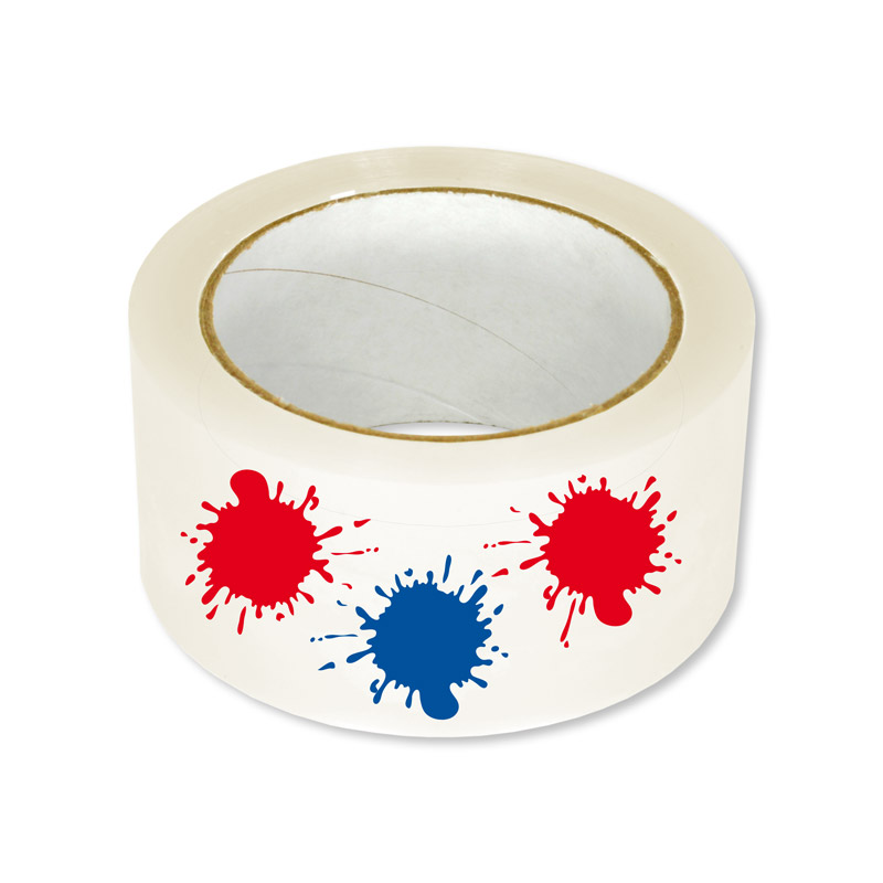 Bedrukte PVC tape - 50 mm × 66 m, 2-kleuren PMS, transparant/bruin/wit