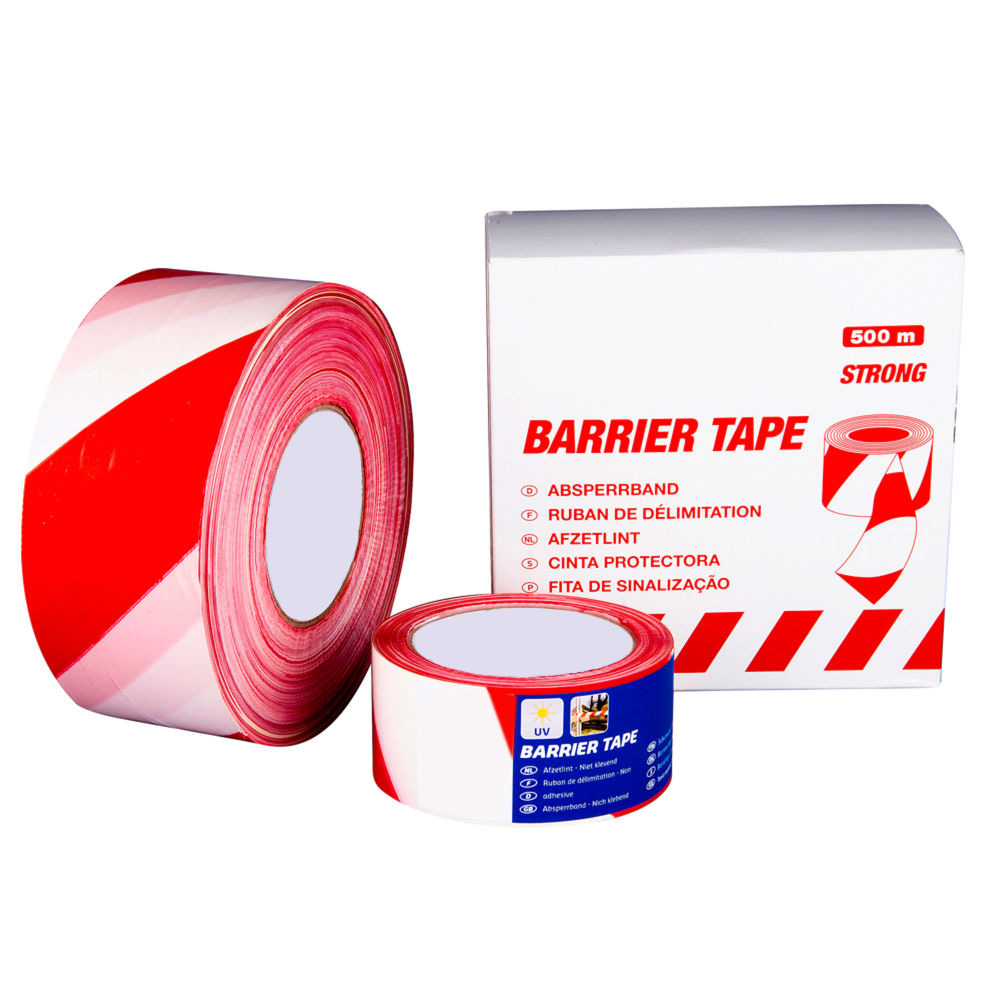 HPX Barrier Tape Afzetlint - 70 mm × 500 m, UV-bestendig, rood-wit